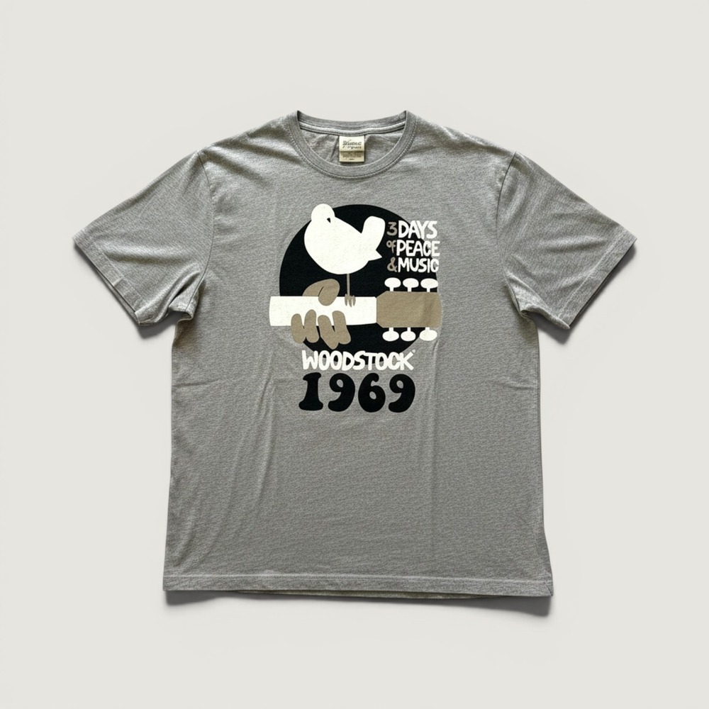 Vintage 55 Woodstock 1969 Graphic T-Shirt Gray SZ XL 3 Days of Peace & Music Tee